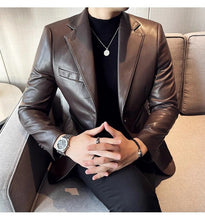 Load image into Gallery viewer, Men's leather blazer with buttons
