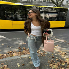 Load image into Gallery viewer, Long Sleeve Suede Jacket with Lapel Collar and Side Pockets for Women