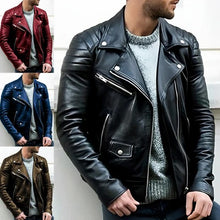 Load image into Gallery viewer, Men's Leather Biker Jacket
