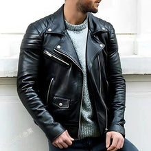 Load image into Gallery viewer, Men's Leather Biker Jacket