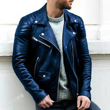 Load image into Gallery viewer, Men's Leather Biker Jacket