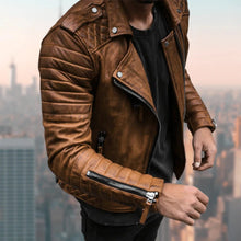 Load image into Gallery viewer, Men's Leather Biker Jacket