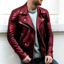 Load image into Gallery viewer, Men's Leather Biker Jacket