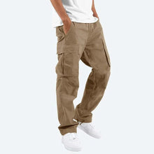 Load image into Gallery viewer, Mens Straight Fit Cargo Pants with Drawstring Waist, Ankle Ties and Multiple Pockets