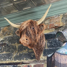 Load image into Gallery viewer, Wall Mounted Highland Cow Sculpture with Handcrafted Textured Finish, 24.8 Inches