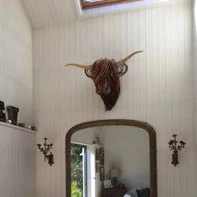 Load image into Gallery viewer, Wall Mounted Highland Cow Sculpture with Handcrafted Textured Finish, 24.8 Inches