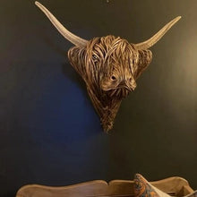 Load image into Gallery viewer, Wall Mounted Highland Cow Sculpture with Handcrafted Textured Finish, 24.8 Inches