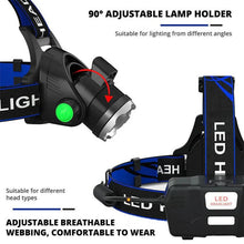 Load image into Gallery viewer, Rechargeable LED Headlamp with Flood and Spot Beams and Adjustable Strap