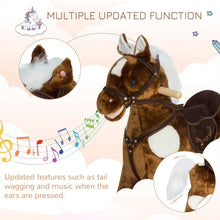 Load image into Gallery viewer, Plush Covered Rocking Horse Ride on with Nursery Rhyme Music for Toddlers in Dark Brown