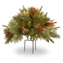 Load image into Gallery viewer, 18-Inch Battery Operated Evergreen Urn Filler with 35 Warm White LED Lights and Auto Timer