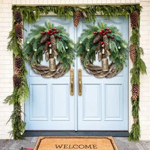 Load image into Gallery viewer, Christmas Wreath with Vine Base and Golden Bells, 17 Inch Diameter