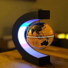 Load image into Gallery viewer, Levitating Globe with C Shaped LED Frame, Rotating Earth and 12V Adapter in Blue, Gold or Black