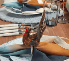 Load image into Gallery viewer, Feather Turkey Napkin Rings with Brown Red and Orange, Set of 4
