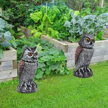 Load image into Gallery viewer, Owl Decoy Set of 2 with 360 Degree Rotating Head and Fillable Base for Garden and Patio