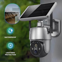 Load image into Gallery viewer, Solar Powered Wireless Security Camera with 355 Degree Rotation and Color Night Vision for Outdoor Use