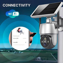 Load image into Gallery viewer, Solar Powered Wireless Security Camera with 355 Degree Rotation and Color Night Vision for Outdoor Use