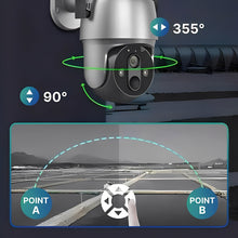 Load image into Gallery viewer, Solar Powered Wireless Security Camera with 355 Degree Rotation and Color Night Vision for Outdoor Use