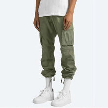 Load image into Gallery viewer, Mens Straight Fit Cargo Pants with Drawstring Waist, Ankle Ties and Multiple Pockets