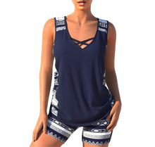 Load image into Gallery viewer, Tankini Set, Summery Tankini Set with Geometric V-neck