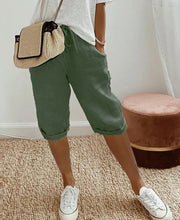 Load image into Gallery viewer, Linen Short | Trendy fashionable knee-length trousers in linen look for women