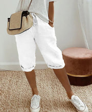Load image into Gallery viewer, Linen Short | Trendy fashionable knee-length trousers in linen look for women