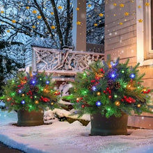 Load image into Gallery viewer, LED Urn Filler with 35 Warm Lights and Evergreen Branches, 18 Inch Width