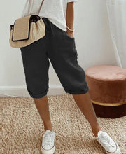 Load image into Gallery viewer, Linen Short | Trendy fashionable knee-length trousers in linen look for women