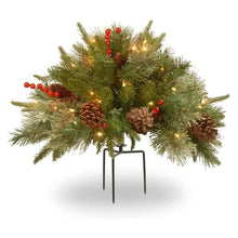 Load image into Gallery viewer, LED Urn Filler with 35 Warm Lights and Evergreen Branches, 18 Inch Width