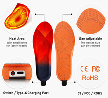 Load image into Gallery viewer, Rechargeable Heated Insoles with Three Heat Levels and 10-Hour Battery