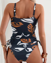 Load image into Gallery viewer, swimsuit with leaf pattern and folds