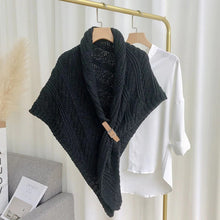 Load image into Gallery viewer, Triangle Knitted Shawl with Leather Buckle