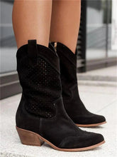 Load image into Gallery viewer, Mid Calf Western Boots with Side Zipper and Closed Toe for Everyday Walking