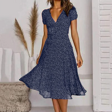 Load image into Gallery viewer, A-line dress with V-neck & swinging hem – stylish and feminine