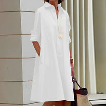 Load image into Gallery viewer, Polo Dress with Elbow Length Sleeves and Button Placket, Relaxed Fit
