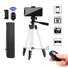 Load image into Gallery viewer, Extendable Camera Tripod 20 to 55 Inches with Phone Holder Remote Shutter and Carry Bag