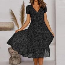 Load image into Gallery viewer, A-line dress with V-neck & swinging hem – stylish and feminine