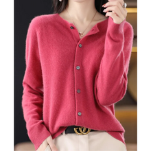 Load image into Gallery viewer, women's round neck cardigan sweater