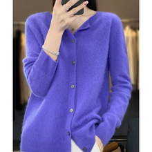 Load image into Gallery viewer, women's round neck cardigan sweater