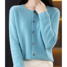 Load image into Gallery viewer, women's round neck cardigan sweater