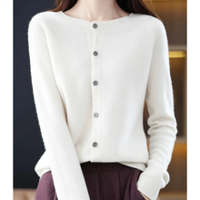 Load image into Gallery viewer, women's round neck cardigan sweater