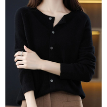 Load image into Gallery viewer, women's round neck cardigan sweater