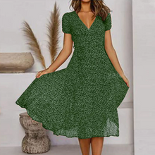 Load image into Gallery viewer, A-line dress with V-neck & swinging hem – stylish and feminine