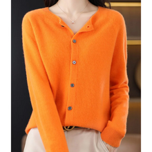 Load image into Gallery viewer, women's round neck cardigan sweater