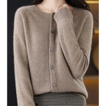 Load image into Gallery viewer, women's round neck cardigan sweater