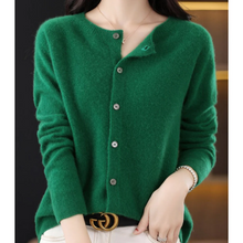Load image into Gallery viewer, women's round neck cardigan sweater