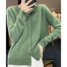 Load image into Gallery viewer, women's round neck cardigan sweater