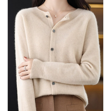 Load image into Gallery viewer, women's round neck cardigan sweater