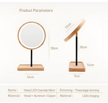 Load image into Gallery viewer, Wooden Illuminated Makeup Mirror