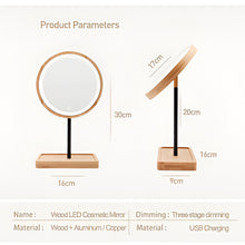 Load image into Gallery viewer, Wooden Illuminated Makeup Mirror