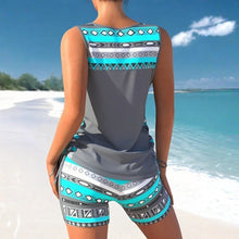 Load image into Gallery viewer, Tankini Set, Summery Tankini Set with Geometric V-neck